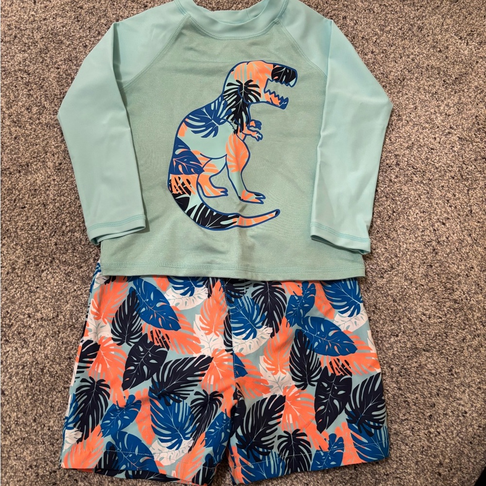 Jumping Beans Toddler Swim Suit with Dinosaur and Tropical Design
